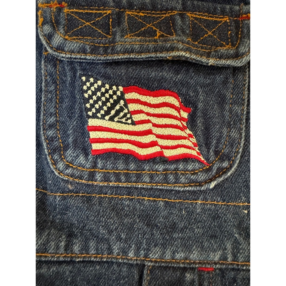 US Polo Assn Kids Denim Shortalls 18M Blue American Flag Overalls - Picture 6 of 7